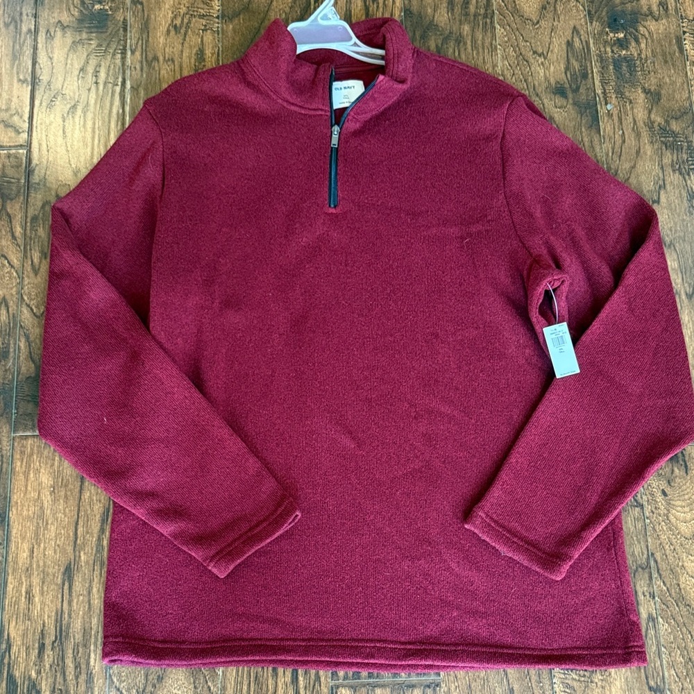 Old Navy Men's Maroon 1/4 Zip Sweater, size XXL Tall